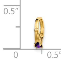 14K 3D Ring with Dark Purple CZ Charm