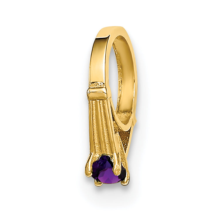 14K 3D Ring with Dark Purple CZ Charm Main image