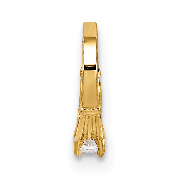 14K 3D Ring with White CZ Charm
