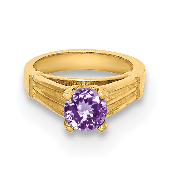 14K 3D Ring with Light Purple CZ Charm