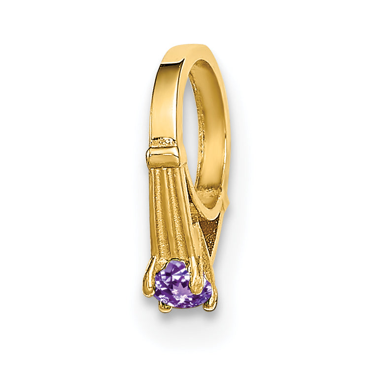 14K 3D Ring with Light Purple CZ Charm