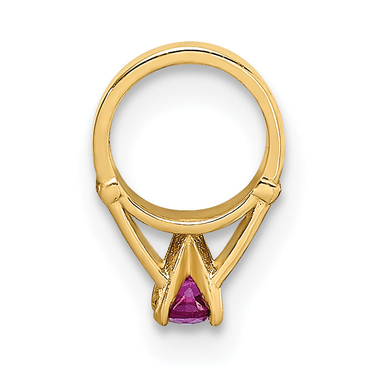 14K 3D Ring with Dark Pink CZ Charm Secondary image