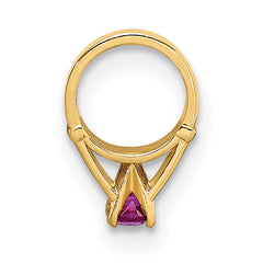 14K 3D Ring with Dark Pink CZ Charm