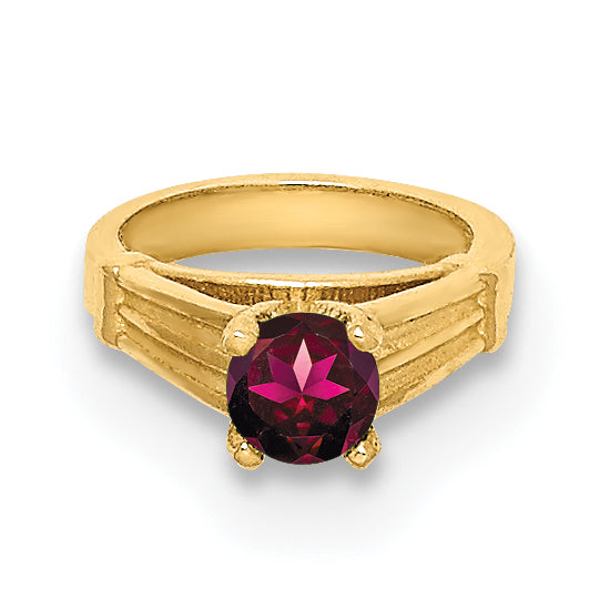 14K 3D Ring with Dark Pink CZ Charm