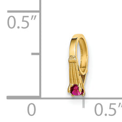 14K 3D Ring with Dark Pink CZ Charm