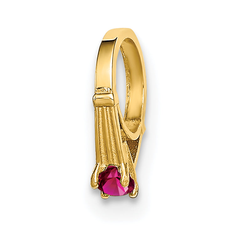 14K 3D Ring with Dark Pink CZ Charm