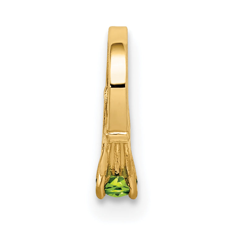 14K 3D Ring with Light Green Glass Stone Charm