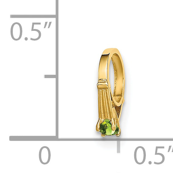 14K 3D Ring with Light Green Glass Stone Charm