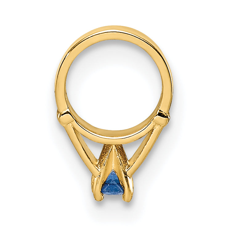 14K 3D Ring with Dark Blue Glass Stone Charm Secondary image