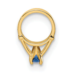 14K 3D Ring with Dark Blue Glass Stone Charm