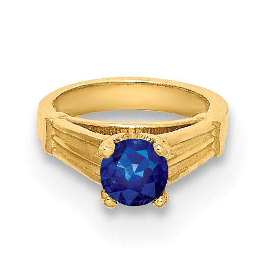 14K 3D Ring with Dark Blue Glass Stone Charm
