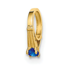 14K 3D Ring with Dark Blue Glass Stone Charm