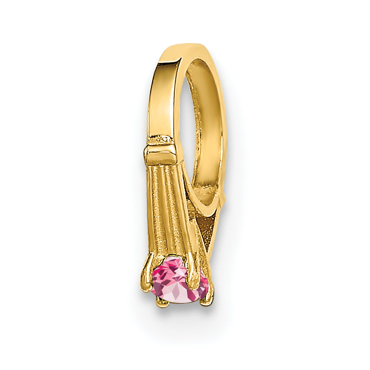 14K 3D Ring with Light Pink CZ Charm Main image