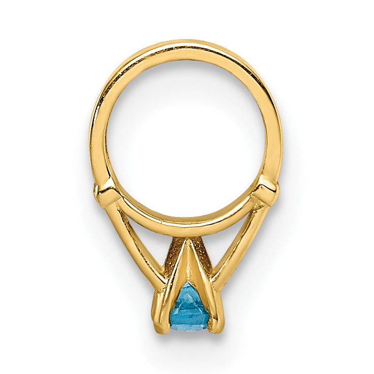 14K 3D Ring with Aqua CZ Charm Secondary image