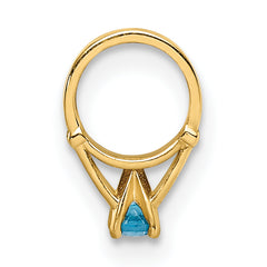 14K 3D Ring with Aqua CZ Charm