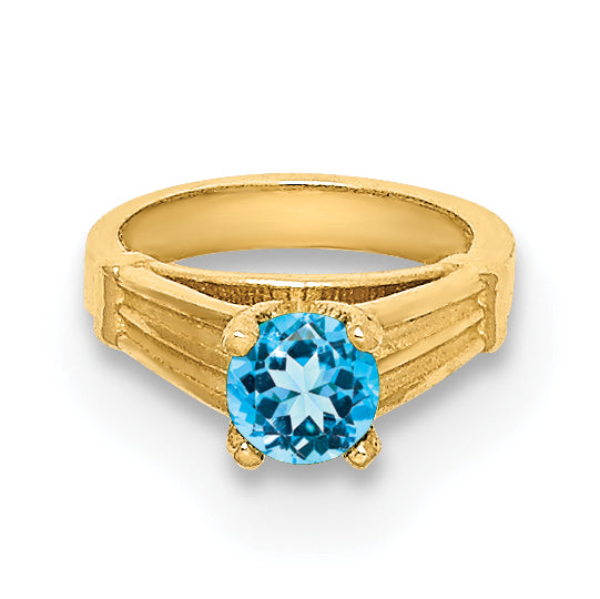 14K 3D Ring with Aqua CZ Charm