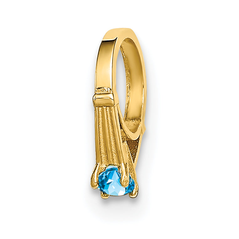 14K 3D Ring with Aqua CZ Charm