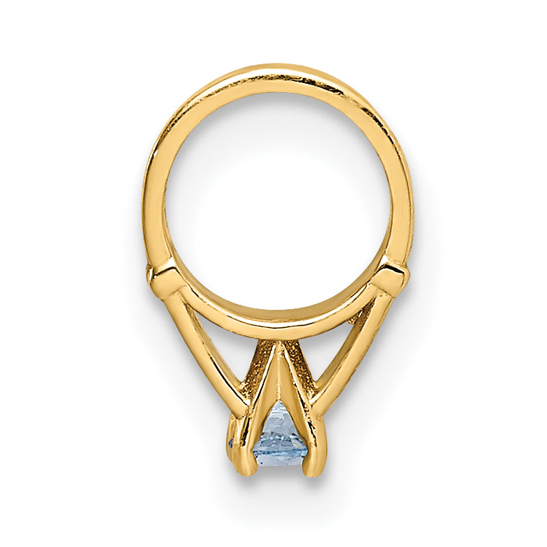 14K 3D Ring with Light Blue CZ Charm Secondary image
