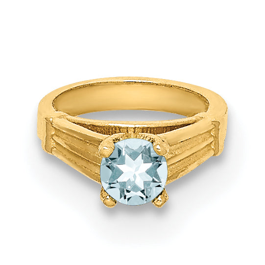 14K 3D Ring with Light Blue CZ Charm