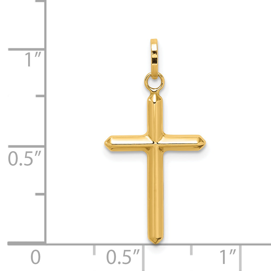 14k Polished Hollow Latin Cross Charm