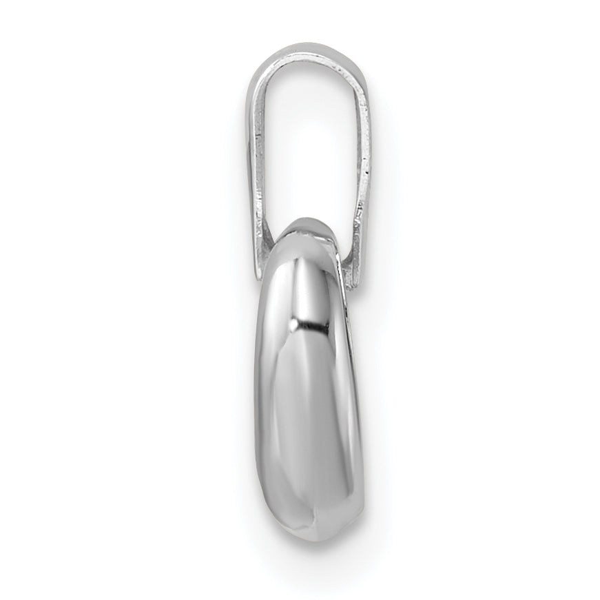 14k White Gold 3D CZ Heart Pendant