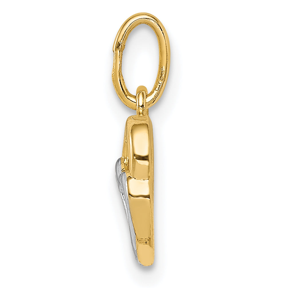 14K and White Rhodium Polished Hearts Pendant Secondary image