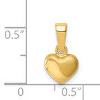 14k Satin and Polished 3D Puffed Heart Pendant
