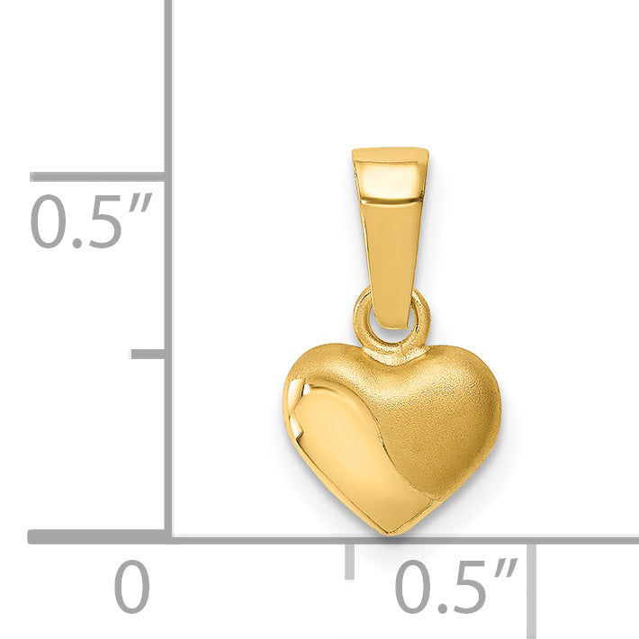 14k Satin and Polished 3D Puffed Heart Pendant