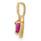 14K Polished Red and Clear CZ Heart Pendant