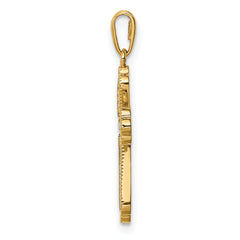 14K w/White Rhodium CZ Cross Pendant