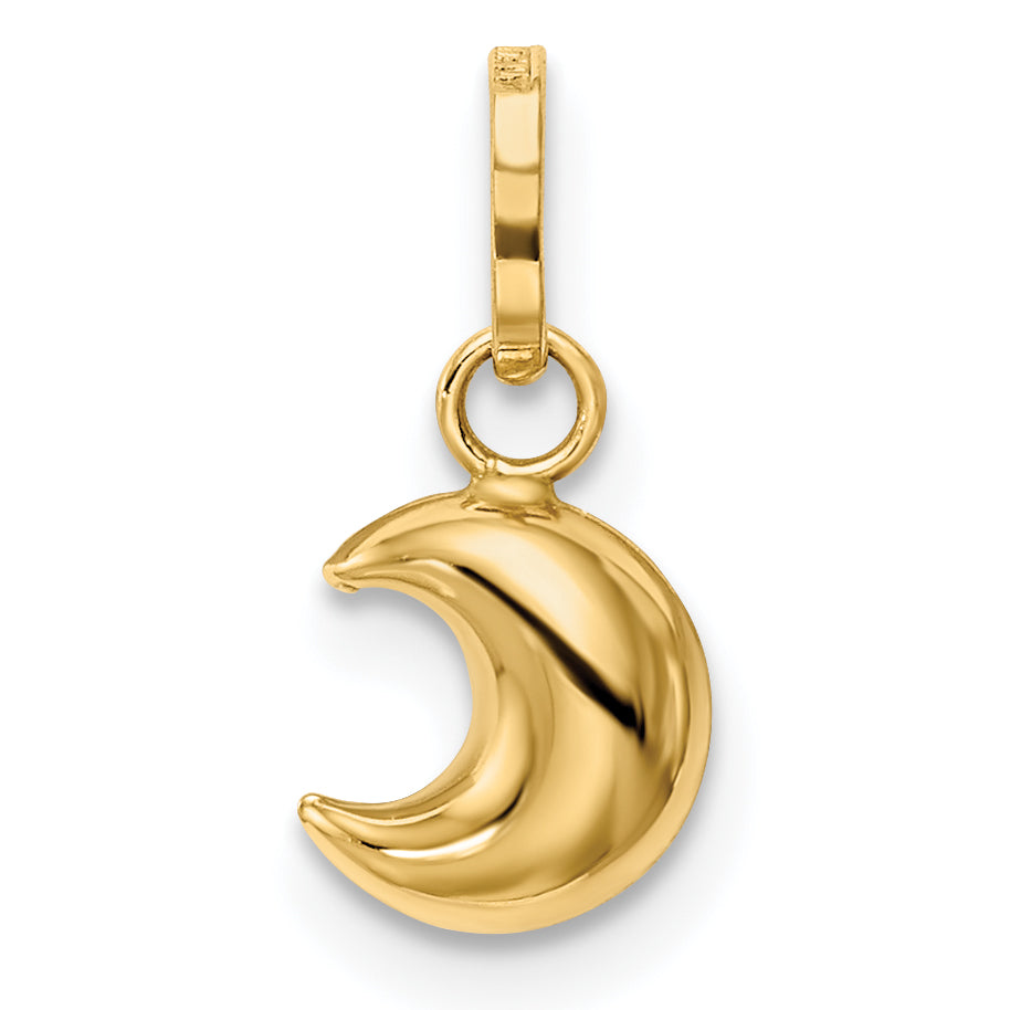 14k Polished Puffed Moon Charm