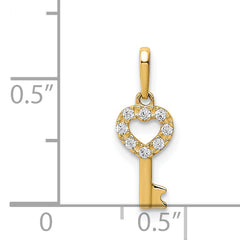 14K CZ Key Dangle Pendant