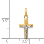 14k w/Rhodium Polished Hollow Crucifix Charm