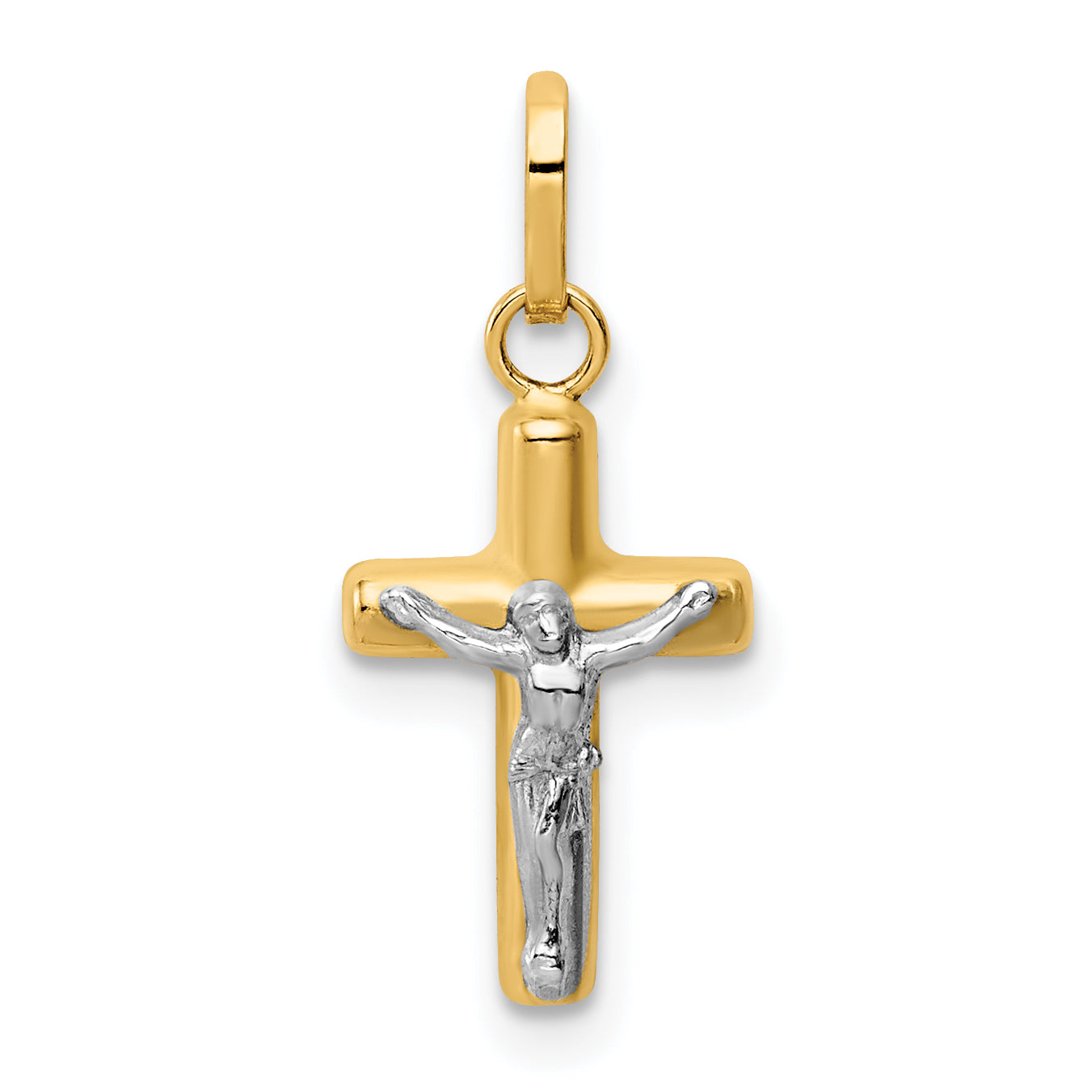 14k w/Rhodium Polished Hollow Crucifix Charm Main image