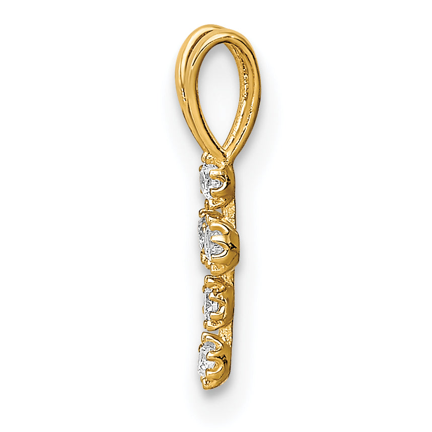 14K CZ Cross Pendant