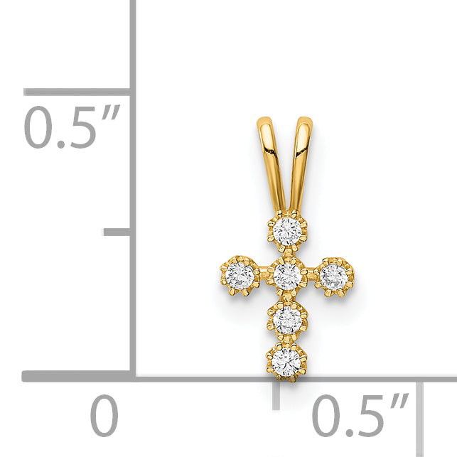 14K CZ Cross Pendant