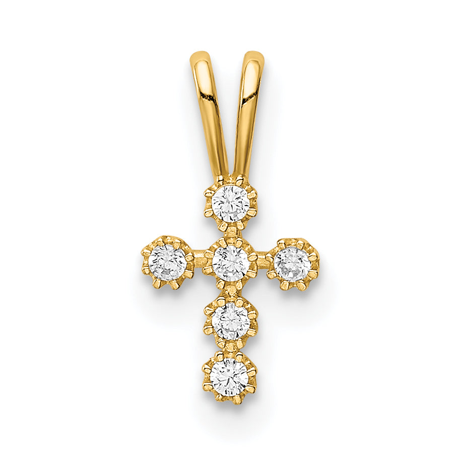 14K CZ Cross Pendant