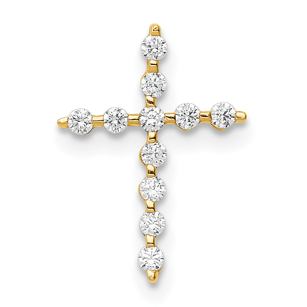 14K CZ Cross Pendant Chain Slide