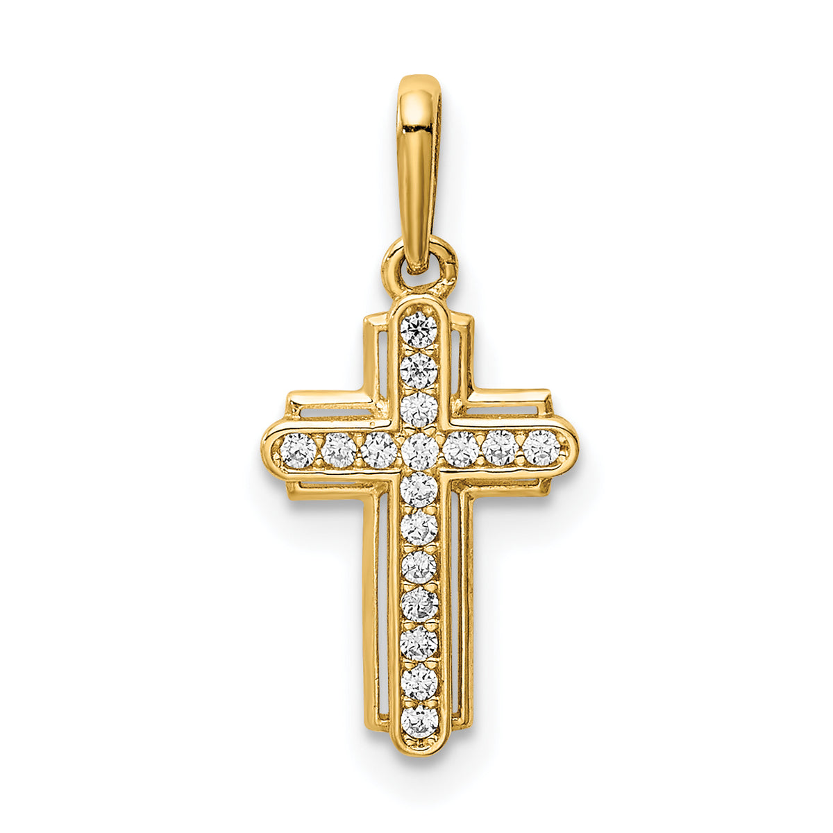 14K Cross CZ Pendant