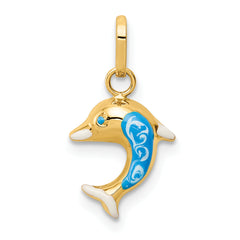 14k Enameled Dophin Charm