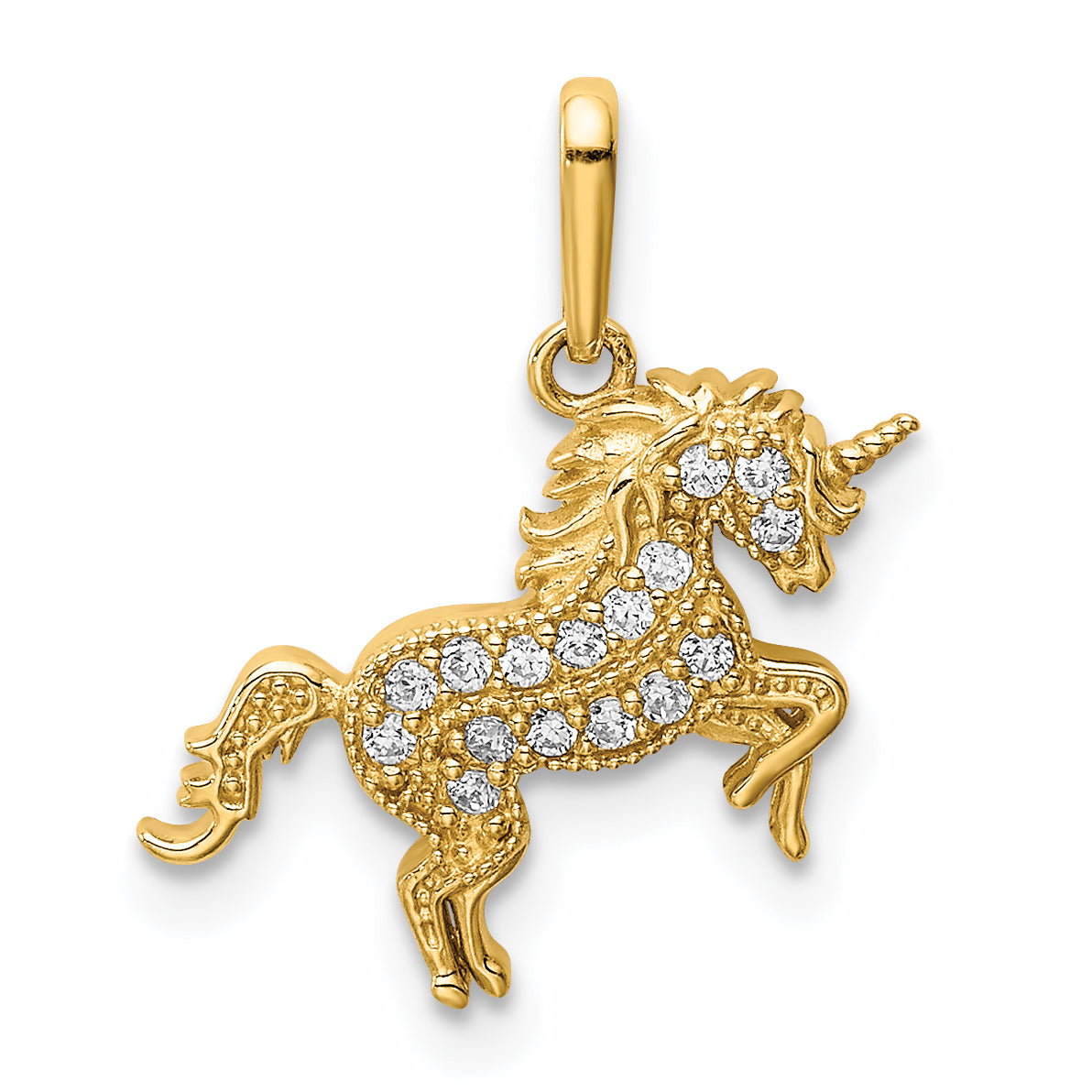 14K Rearing Unicorn CZ Pendant Main image