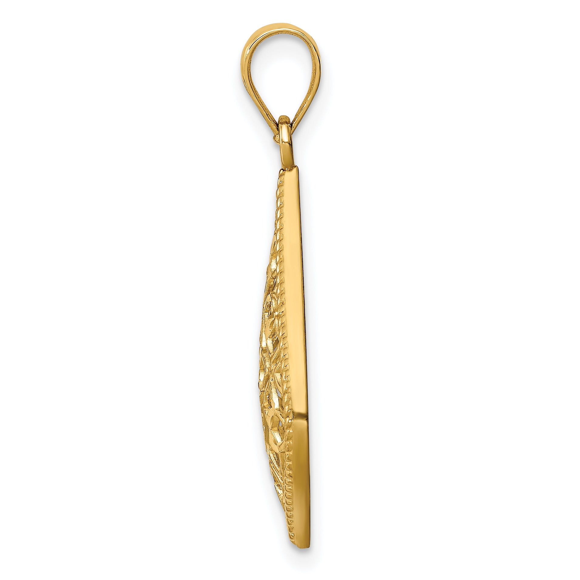 14K Diamond-cut Dangle Pendant