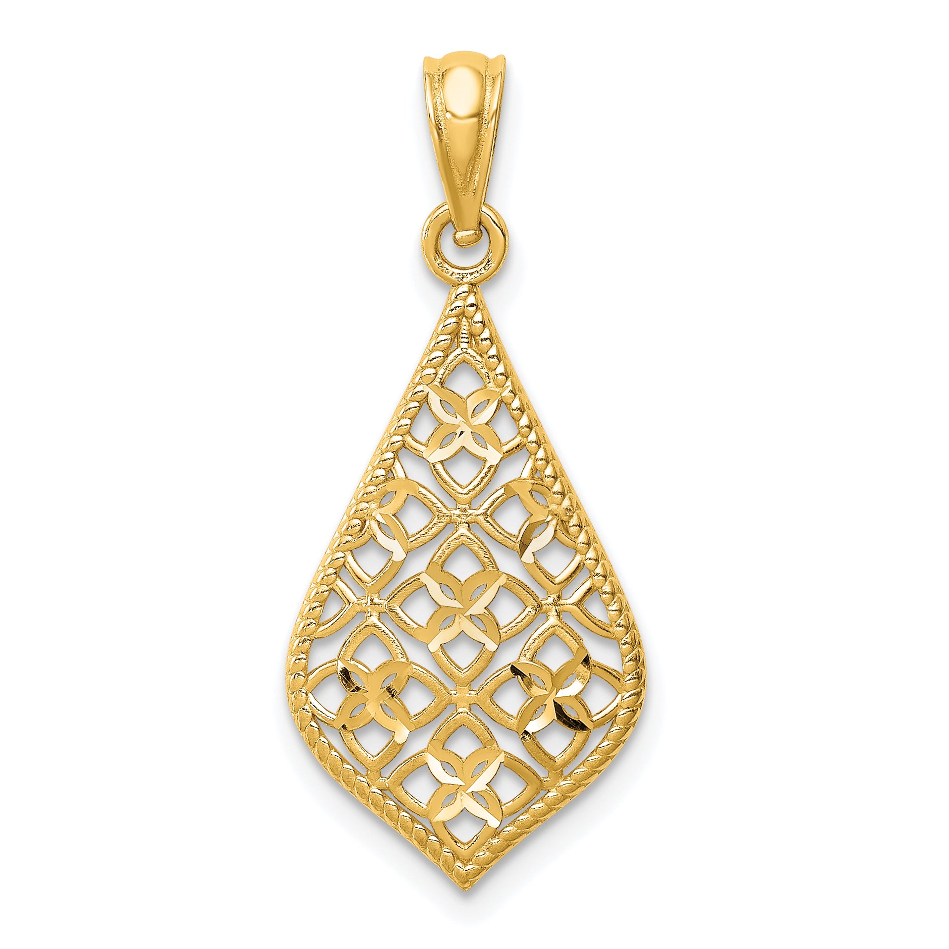 14K Diamond-cut Dangle Pendant