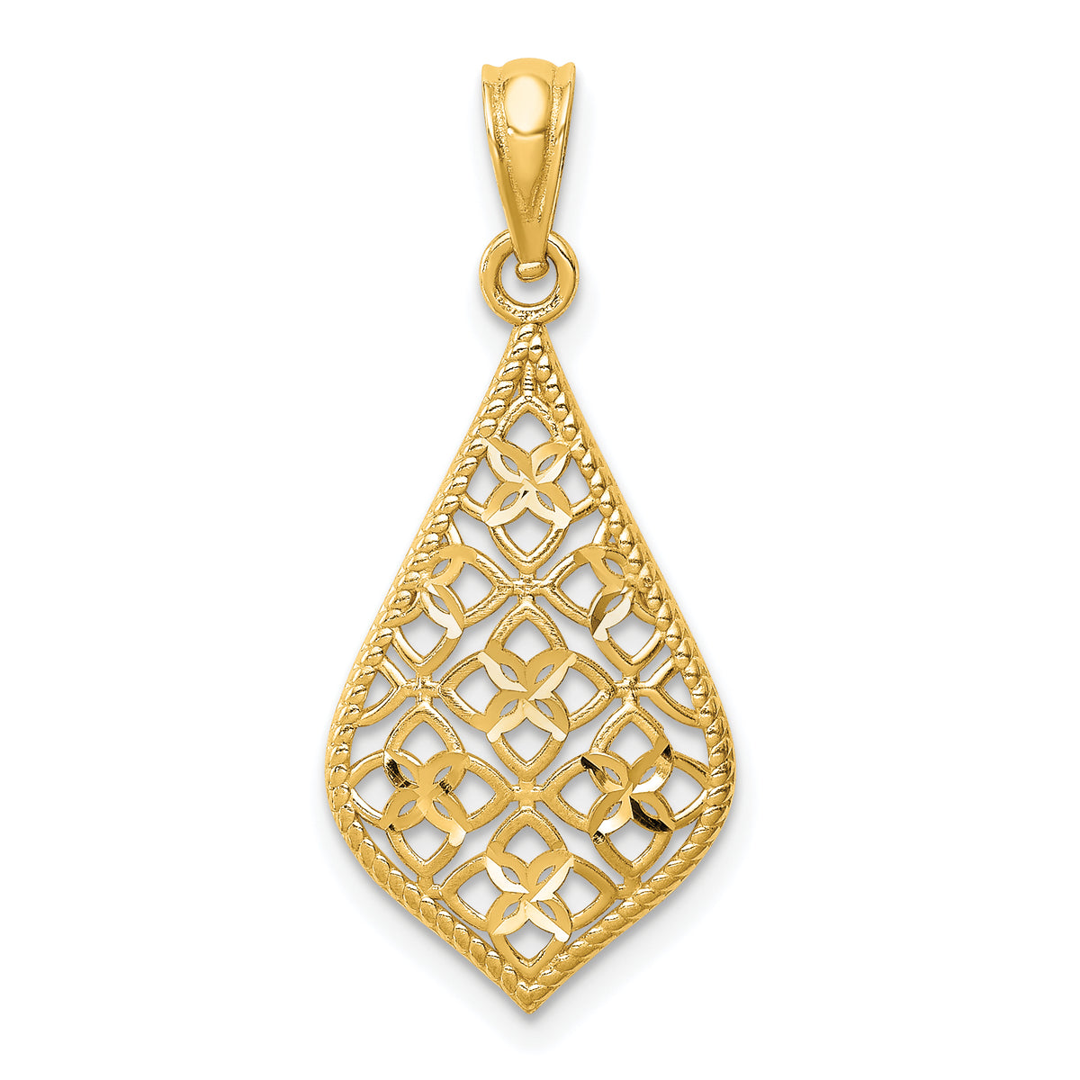 14K Diamond-cut Dangle Pendant