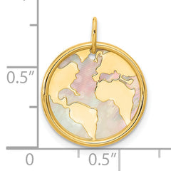 14K Polished Mother of Pearl Earth Pendant