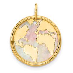 14K Polished Mother of Pearl Earth Pendant