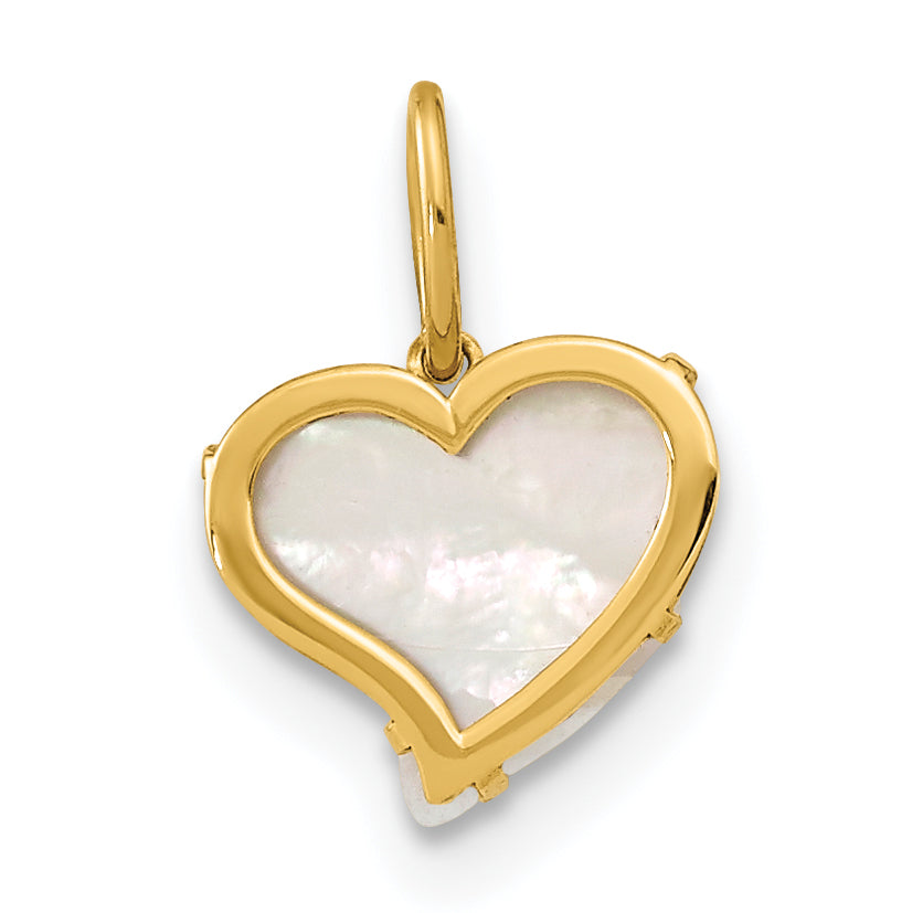 14K Polished Mother of Pearl Heart Pendant