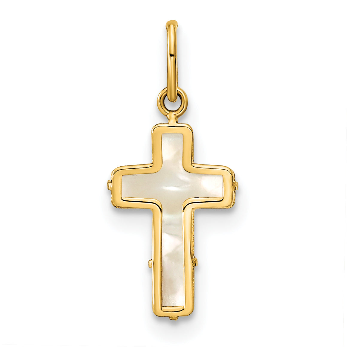 14K Polished Mother of Pearl Cross Pendant