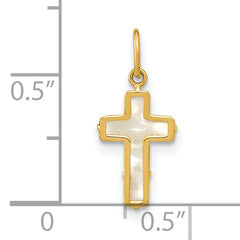 14K Polished Mother of Pearl Cross Pendant