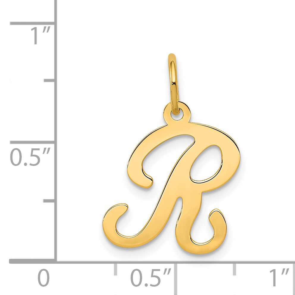 14K Yellow Gold Initial R Charm